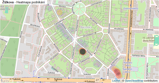 Žižkova - mapa podnikání