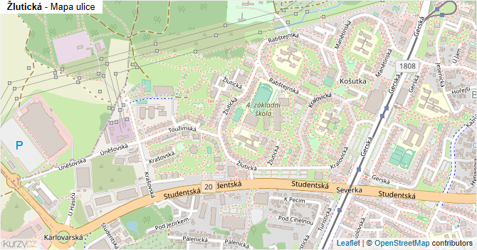 Žlutická - mapa ulice