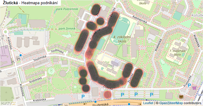 Žlutická - mapa podnikání