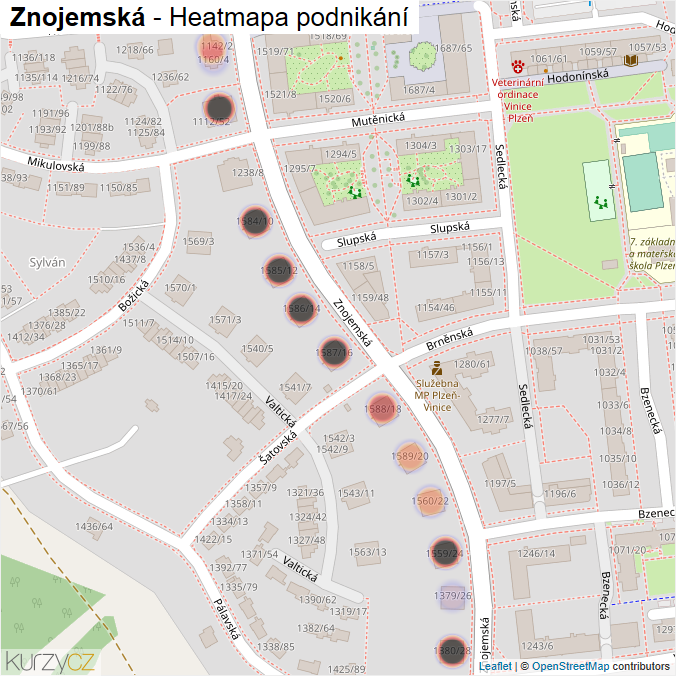Mapa Znojemská - Firmy v ulici.