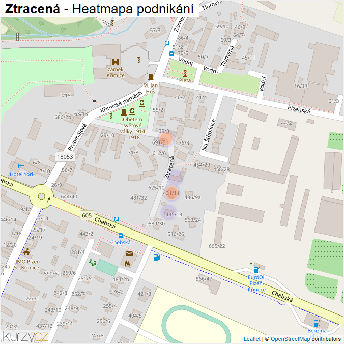 Mapa Ztracená - Firmy v ulici.