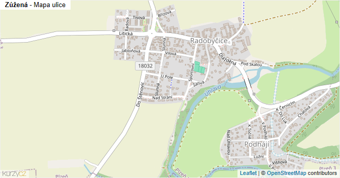 Zúžená - mapa ulice