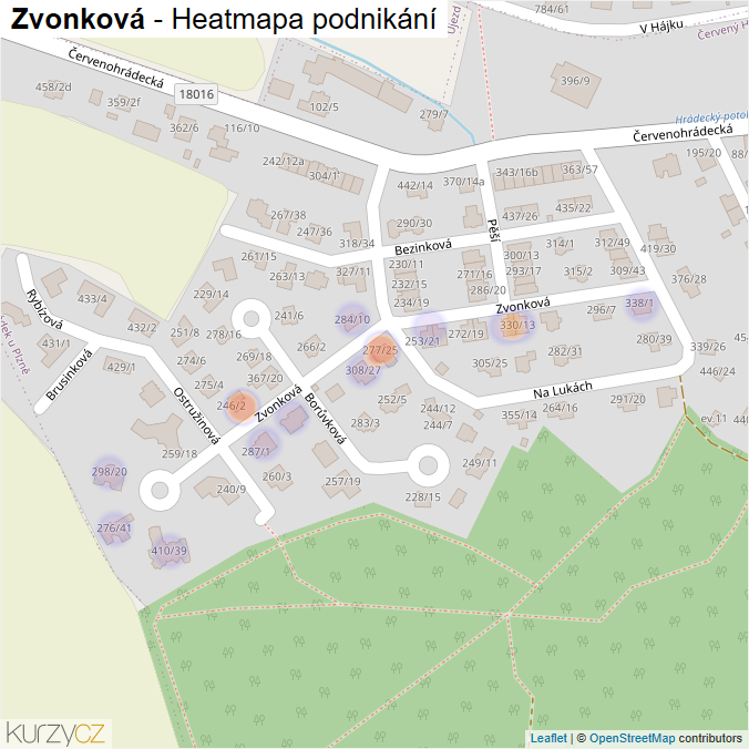 Mapa Zvonková - Firmy v ulici.