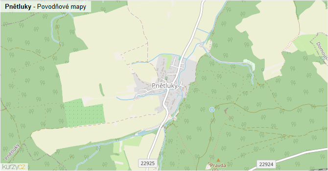 Pnětluky - záplavové mapy stoleté vody