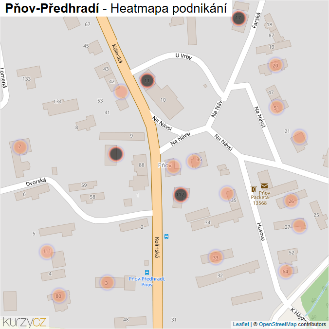 Mapa Pňov-Předhradí - Firmy v obci.
