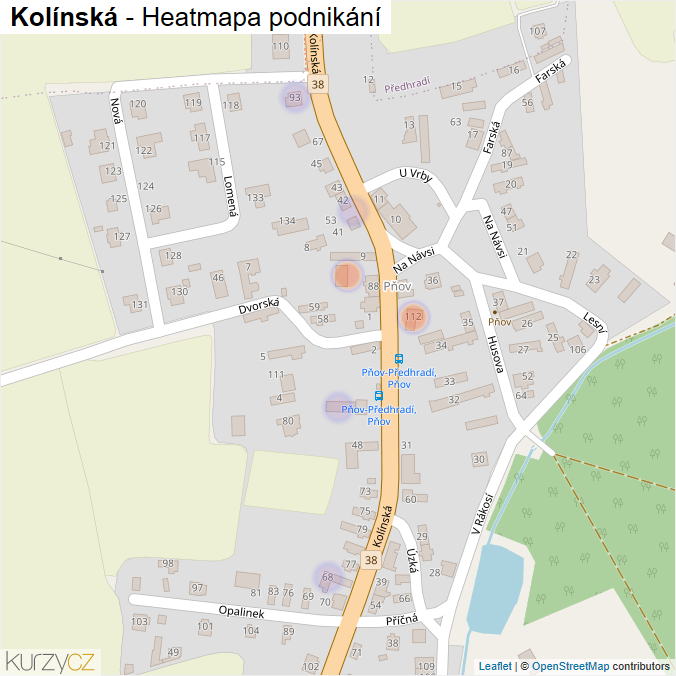 Mapa Kolínská - Firmy v ulici.