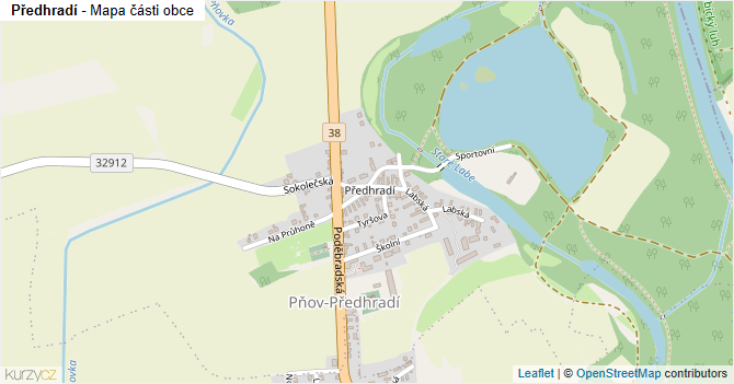 Předhradí - mapa části obce