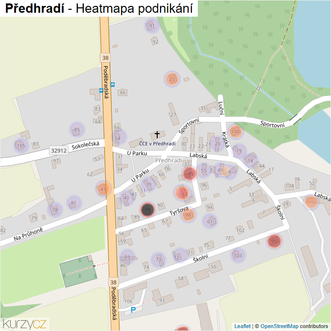 Mapa Předhradí - Firmy v části obce.