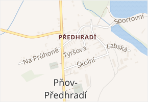 Tyršova v obci Pňov-Předhradí - mapa ulice