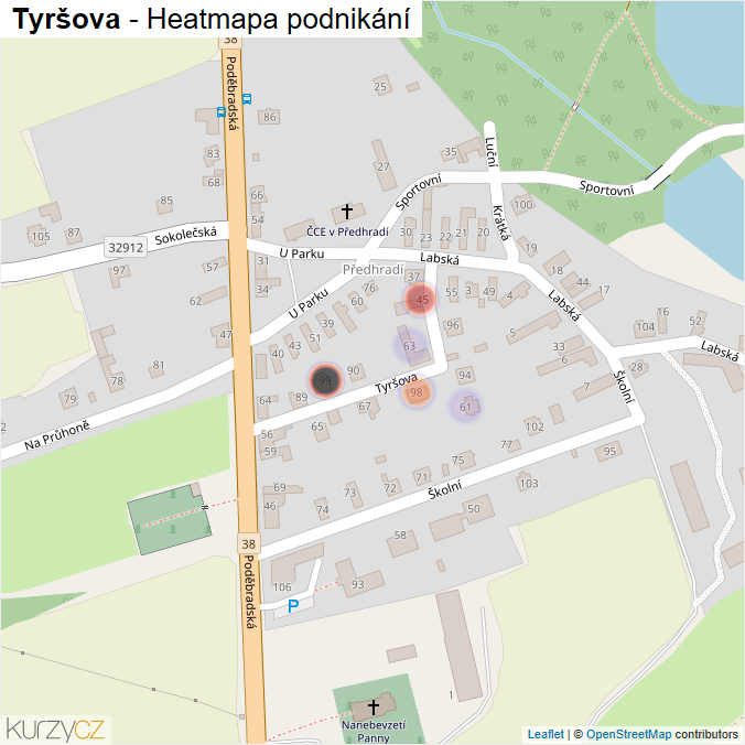 Mapa Tyršova - Firmy v ulici.