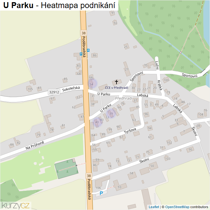 Mapa U Parku - Firmy v ulici.