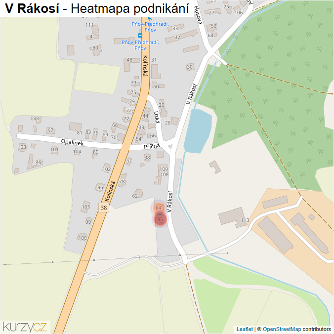 Mapa V Rákosí - Firmy v ulici.