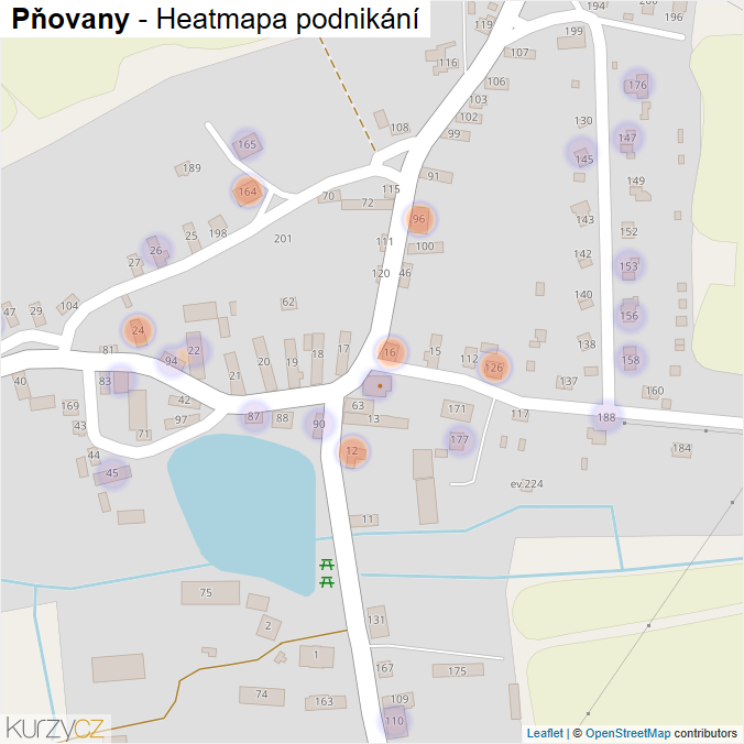 Mapa Pňovany - Firmy v části obce.