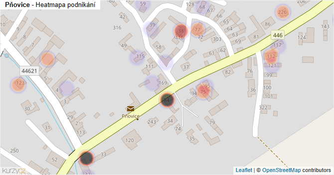 Pňovice - mapa podnikání