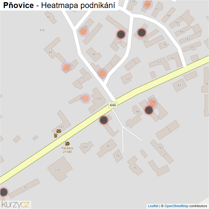 Mapa Pňovice - Firmy v obci.
