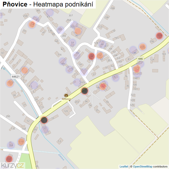 Mapa Pňovice - Firmy v části obce.