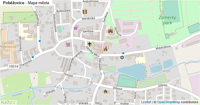 Poběžovice - mapa města