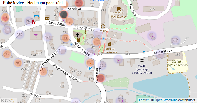 Poběžovice - mapa podnikání