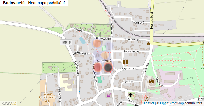Budovatelů - mapa podnikání