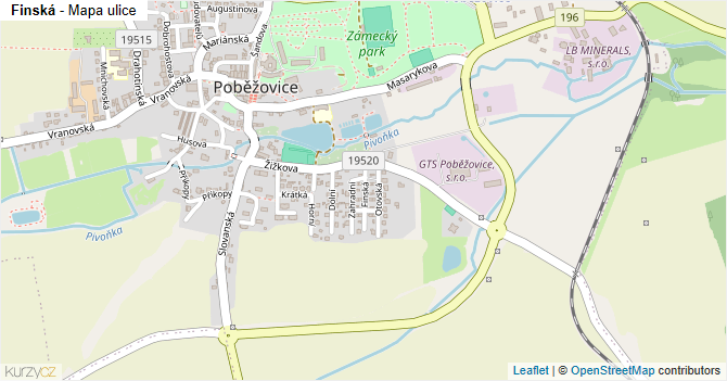Finská - mapa ulice