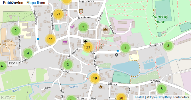 Poběžovice - mapa firem