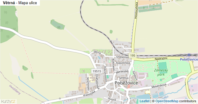 Větrná - mapa ulice
