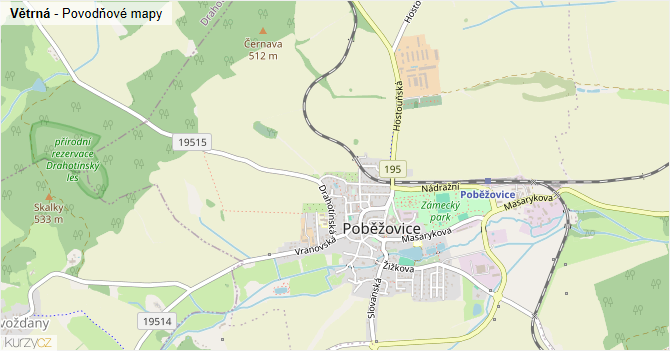 Větrná - záplavové mapy stoleté vody