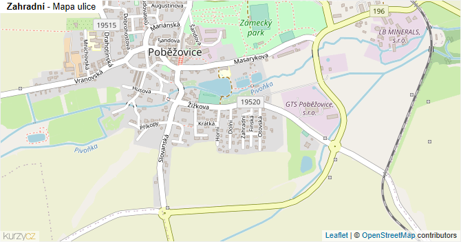 Zahradní - mapa ulice