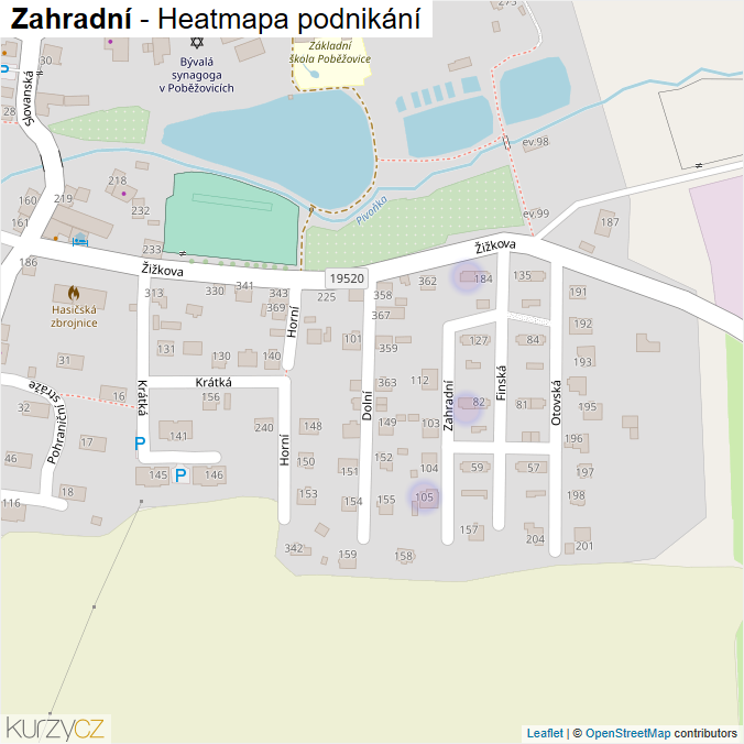 Mapa Zahradní - Firmy v ulici.