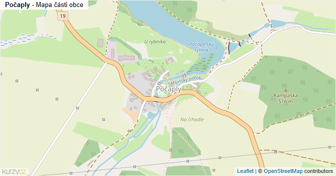 Počaply - mapa části obce