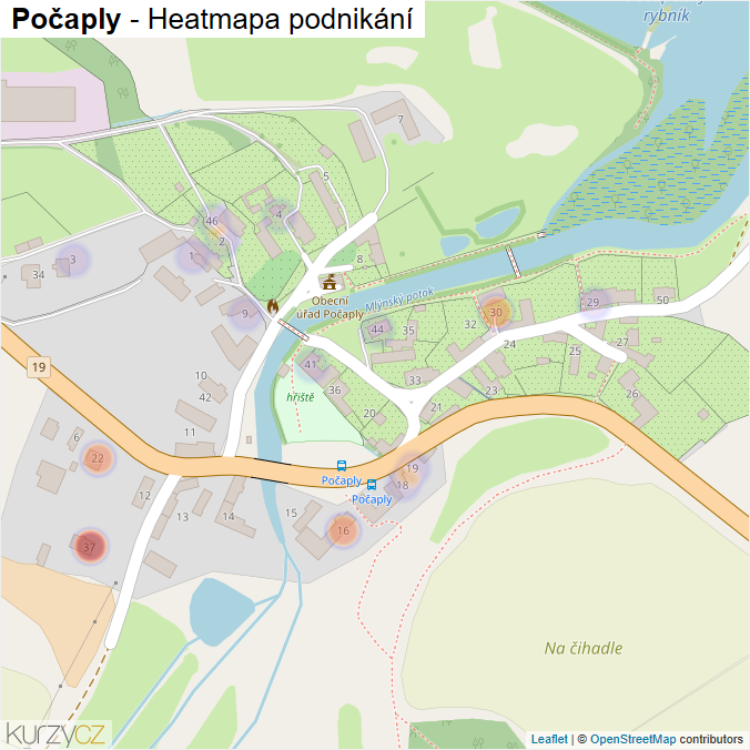 Mapa Počaply - Firmy v části obce.