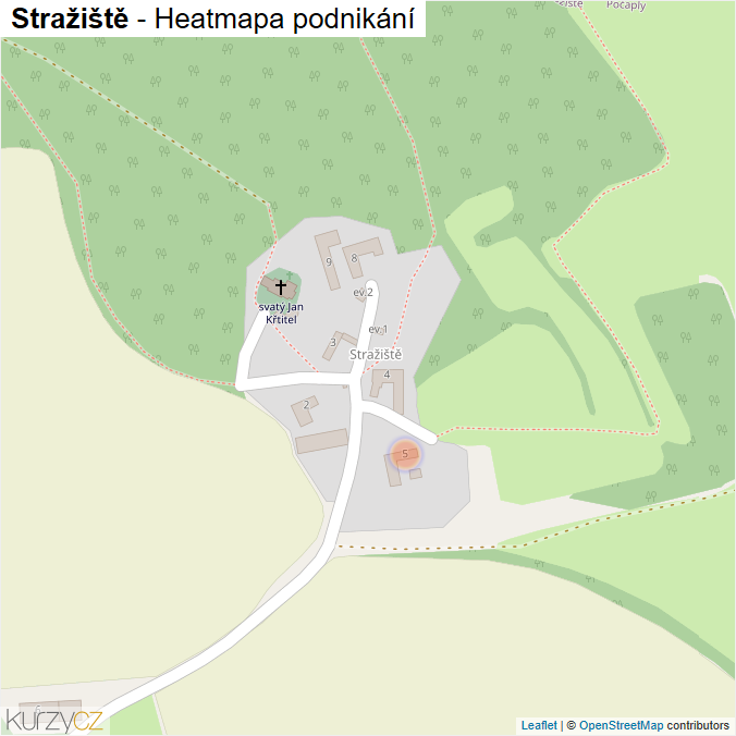 Mapa Stražiště - Firmy v části obce.