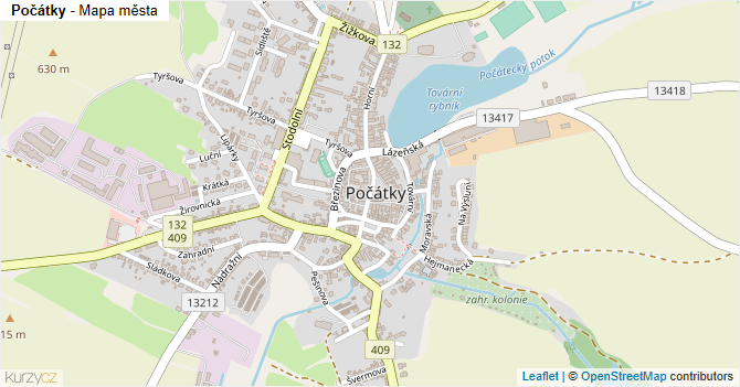 Počátky - mapa města