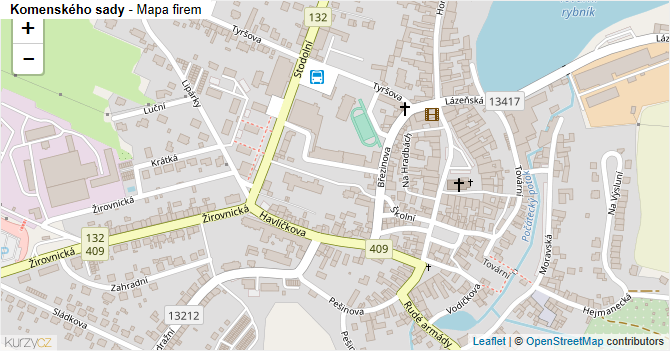Komenského sady - mapa firem