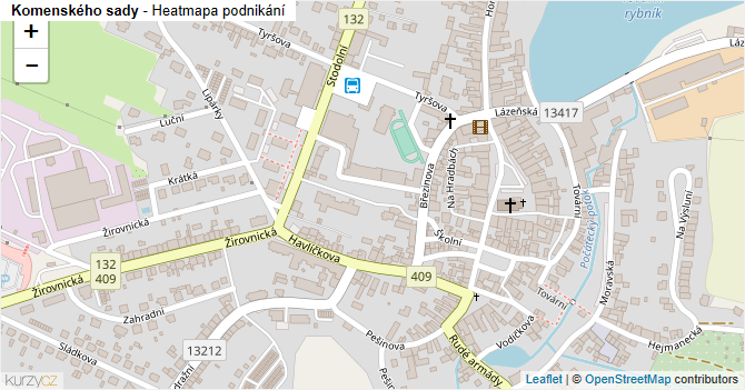 Komenského sady - mapa podnikání