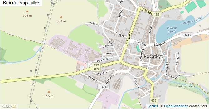 Krátká - mapa ulice