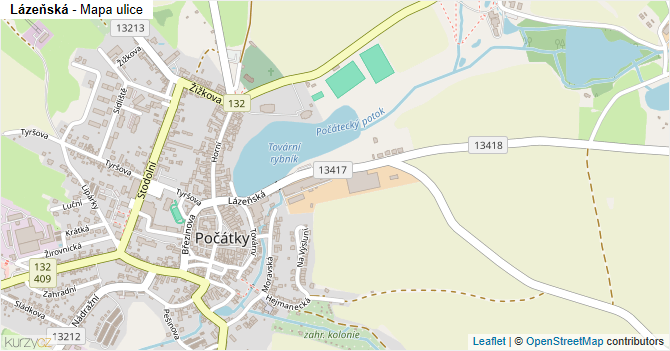 Lázeňská - mapa ulice