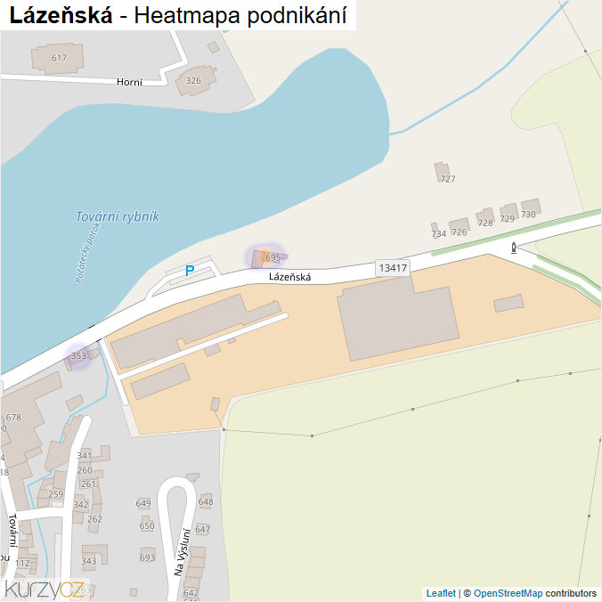 Mapa Lázeňská - Firmy v ulici.