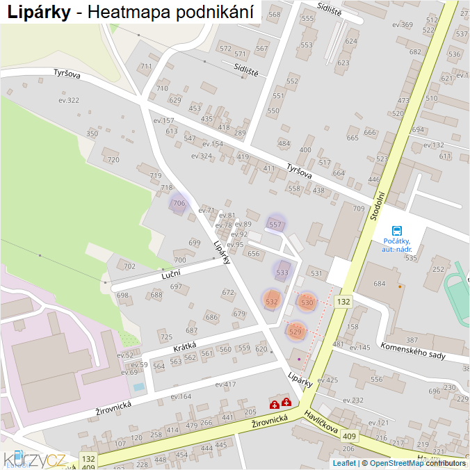 Mapa Lipárky - Firmy v ulici.