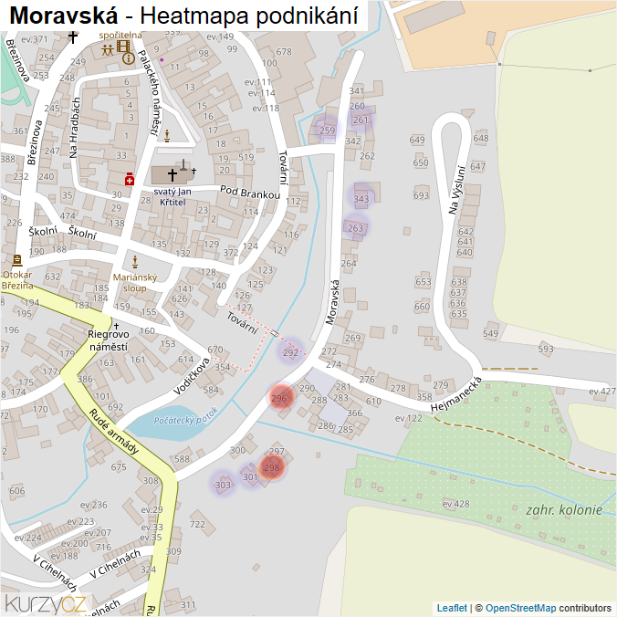 Mapa Moravská - Firmy v ulici.