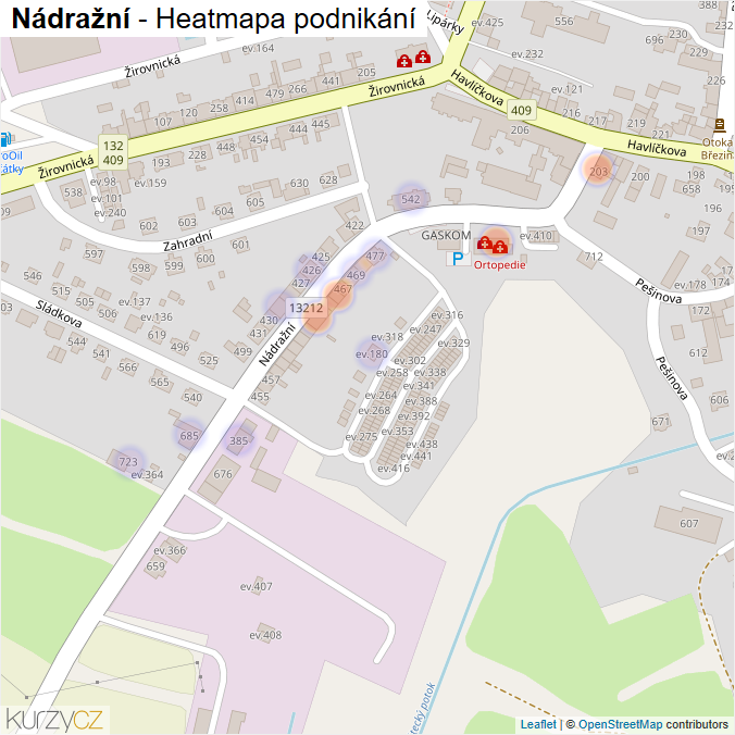 Mapa Nádražní - Firmy v ulici.