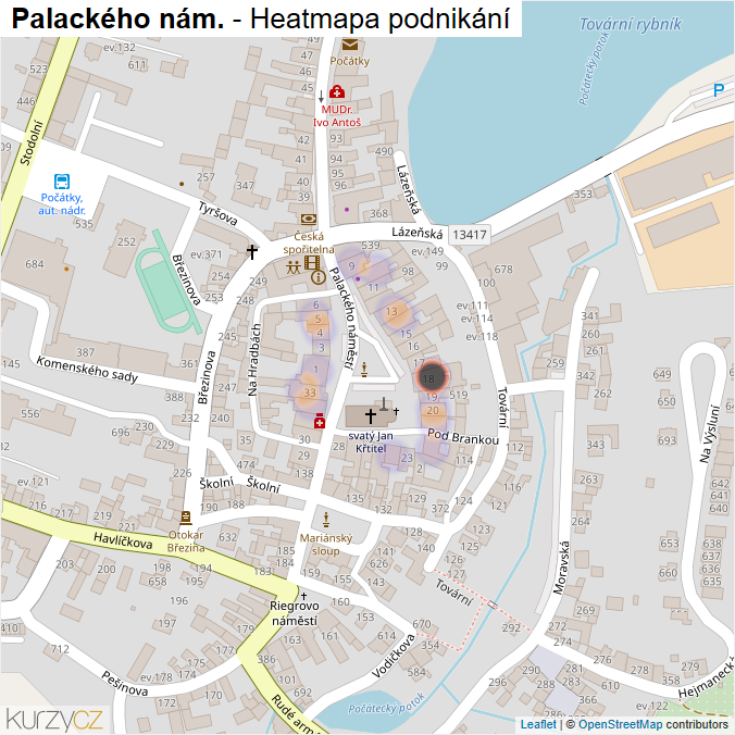 Mapa Palackého nám. - Firmy v ulici.