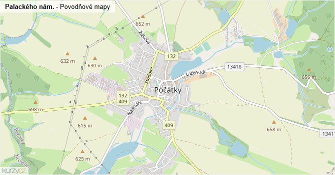 Palackého nám. - záplavové mapy stoleté vody