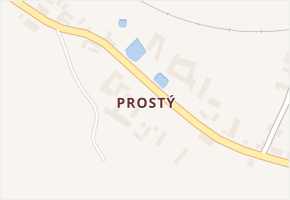 Prostý v obci Počátky - mapa části obce