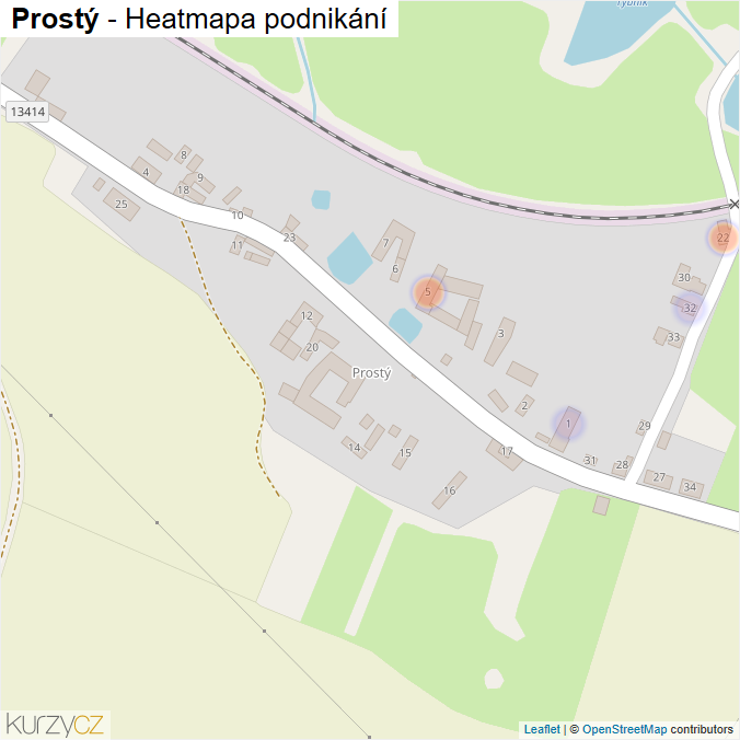 Mapa Prostý - Firmy v části obce.