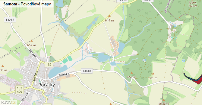 Samota - záplavové mapy stoleté vody