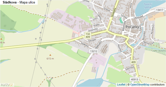 Sládkova - mapa ulice