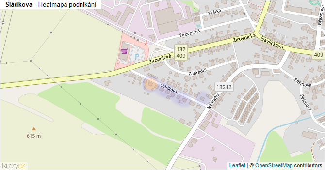 Sládkova - mapa podnikání