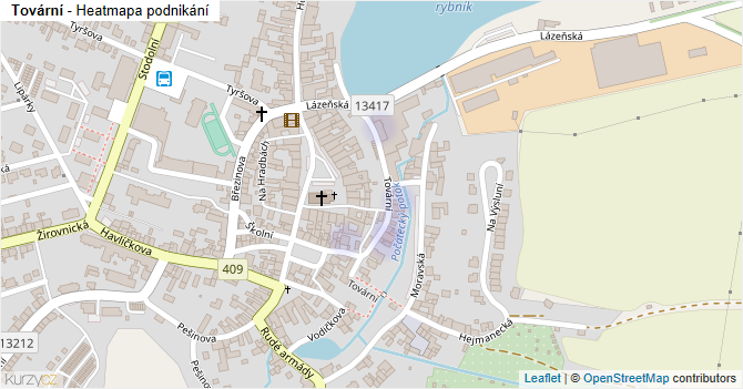 Tovární - mapa podnikání
