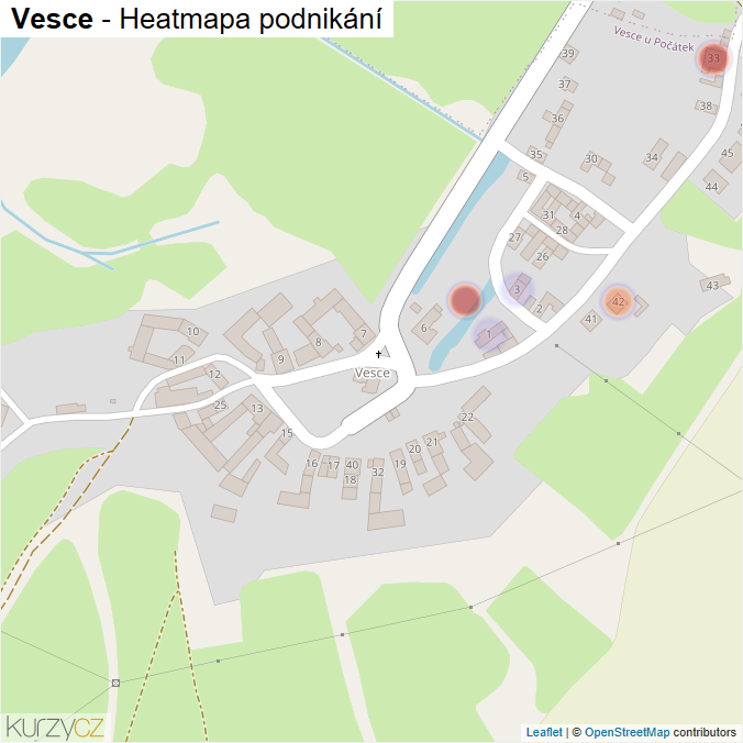 Mapa Vesce - Firmy v části obce.